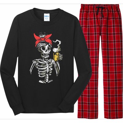 Scary Skeleton Lazy Halloween Costume Long Sleeve Pajama Set