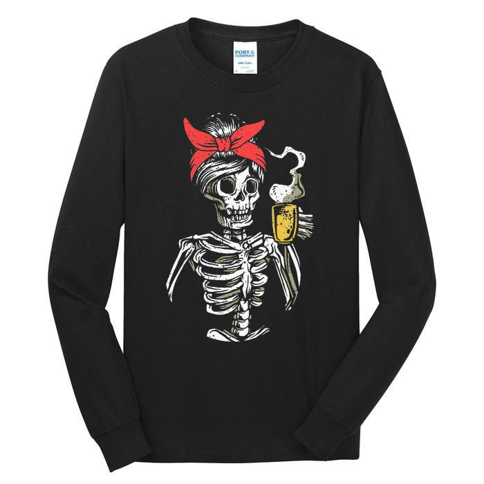 Scary Skeleton Lazy Halloween Costume Tall Long Sleeve T-Shirt