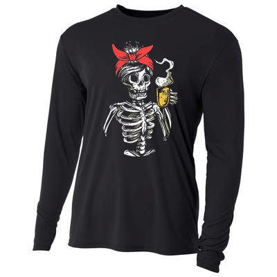 Scary Skeleton Lazy Halloween Costume Cooling Performance Long Sleeve Crew