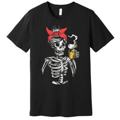 Scary Skeleton Lazy Halloween Costume Premium T-Shirt