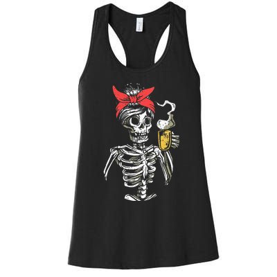 Scary Skeleton Lazy Halloween Costume Women's Racerback Tank