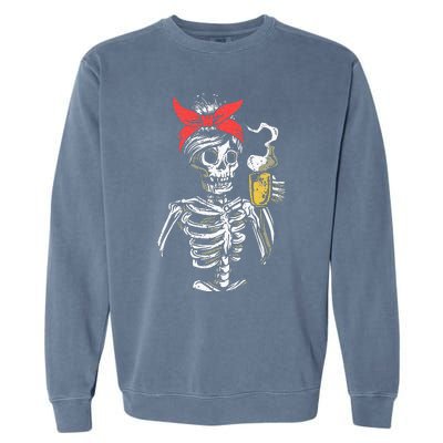 Scary Skeleton Lazy Halloween Costume Garment-Dyed Sweatshirt