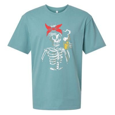 Scary Skeleton Lazy Halloween Costume Sueded Cloud Jersey T-Shirt