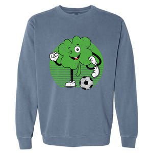 Soccer Shamrock Lucky Clover Irish St Patrick's Day Sports Garment-Dyed Sweatshirt