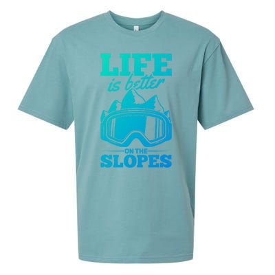 Skier Skiing Life Is Better On The Slopes Winter Skiing Cute Gift Sueded Cloud Jersey T-Shirt