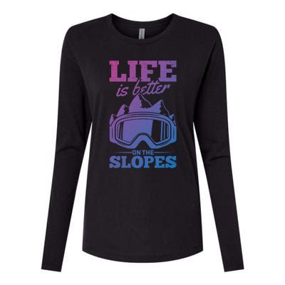 Skier Skiing Life Is Better On The Slopes Winter Skiing Cute Gift Womens Cotton Relaxed Long Sleeve T-Shirt