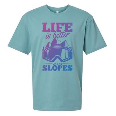 Skier Skiing Life Is Better On The Slopes Winter Skiing Cute Gift Sueded Cloud Jersey T-Shirt