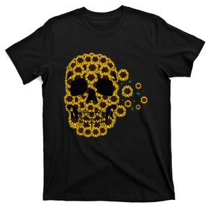 Sunflower Skull Lazy Halloween Costume Cute Skeleton T-Shirt