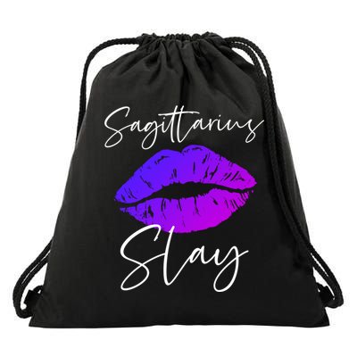 Sagittarius Slay Lipstick Lips Birthday S Gift Drawstring Bag