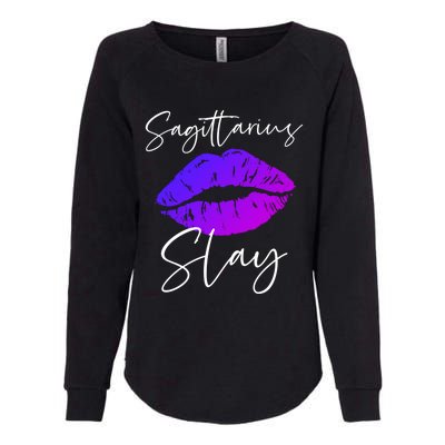 Sagittarius Slay Lipstick Lips Birthday S Gift Womens California Wash Sweatshirt