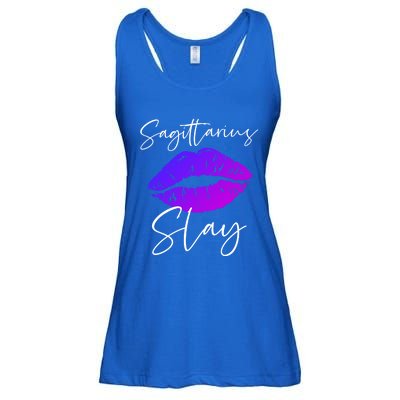 Sagittarius Slay Lipstick Lips Birthday S Gift Ladies Essential Flowy Tank