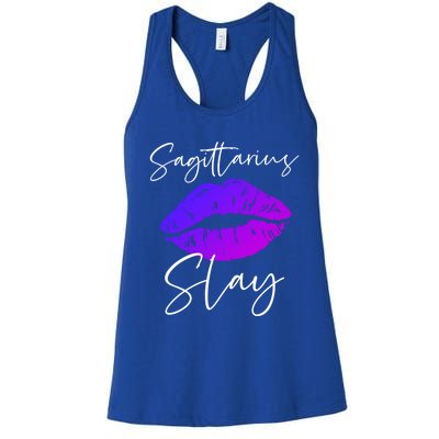 Sagittarius Slay Lipstick Lips Birthday S Gift Women's Racerback Tank