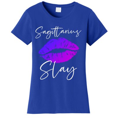 Sagittarius Slay Lipstick Lips Birthday S Gift Women's T-Shirt