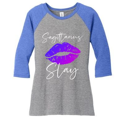 Sagittarius Slay Lipstick Lips Birthday S Gift Women's Tri-Blend 3/4-Sleeve Raglan Shirt