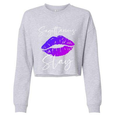 Sagittarius Slay Lipstick Lips Birthday S Gift Cropped Pullover Crew