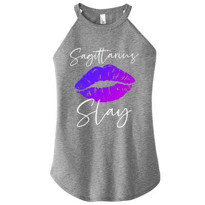 Sagittarius Slay Lipstick Lips Birthday S Gift Women’s Perfect Tri Rocker Tank