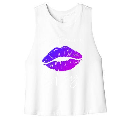 Sagittarius Slay Lipstick Lips Birthday S Gift Women's Racerback Cropped Tank