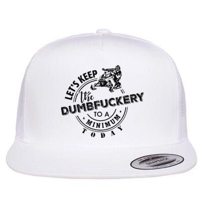 Snowmobile Sled LetS Keep The Dumbfuckery To Minimum Today Flat Bill Trucker Hat