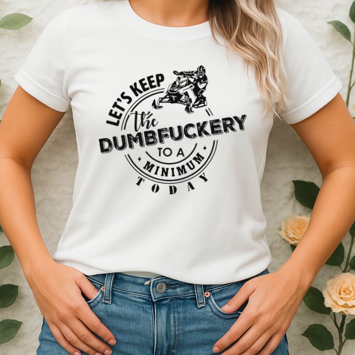 Snowmobile Sled LetS Keep The Dumbfuckery To Minimum Today Womens T-Shirt
