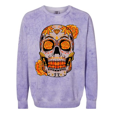 Sugar Skull Lazy Halloween Costume Cool Mexican Bones Colorblast Crewneck Sweatshirt