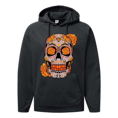 Sugar Skull Lazy Halloween Costume Cool Mexican Bones Performance Fleece Hoodie