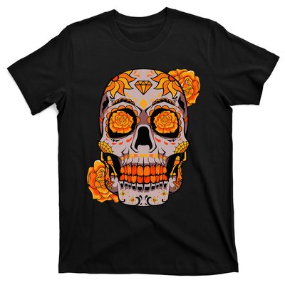 Sugar Skull Lazy Halloween Costume Cool Mexican Bones T-Shirt