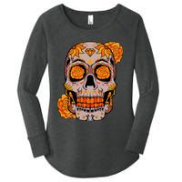 Sugar Skull Lazy Halloween Costume Cool Mexican Bones Women's Perfect Tri Tunic Long Sleeve Shirt