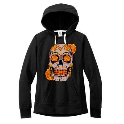 Sugar Skull Lazy Halloween Costume Cool Mexican Bones Women's Fleece Hoodie