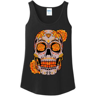 Sugar Skull Lazy Halloween Costume Cool Mexican Bones Ladies Essential Tank