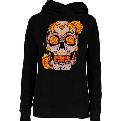 Sugar Skull Lazy Halloween Costume Cool Mexican Bones Womens Funnel Neck Pullover Hood