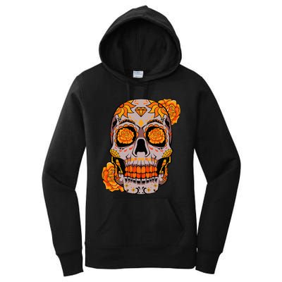 Sugar Skull Lazy Halloween Costume Cool Mexican Bones Women's Pullover Hoodie