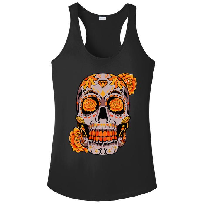 Sugar Skull Lazy Halloween Costume Cool Mexican Bones Ladies PosiCharge Competitor Racerback Tank