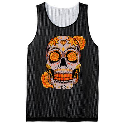 Sugar Skull Lazy Halloween Costume Cool Mexican Bones Mesh Reversible Basketball Jersey Tank