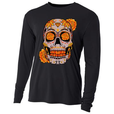 Sugar Skull Lazy Halloween Costume Cool Mexican Bones Cooling Performance Long Sleeve Crew