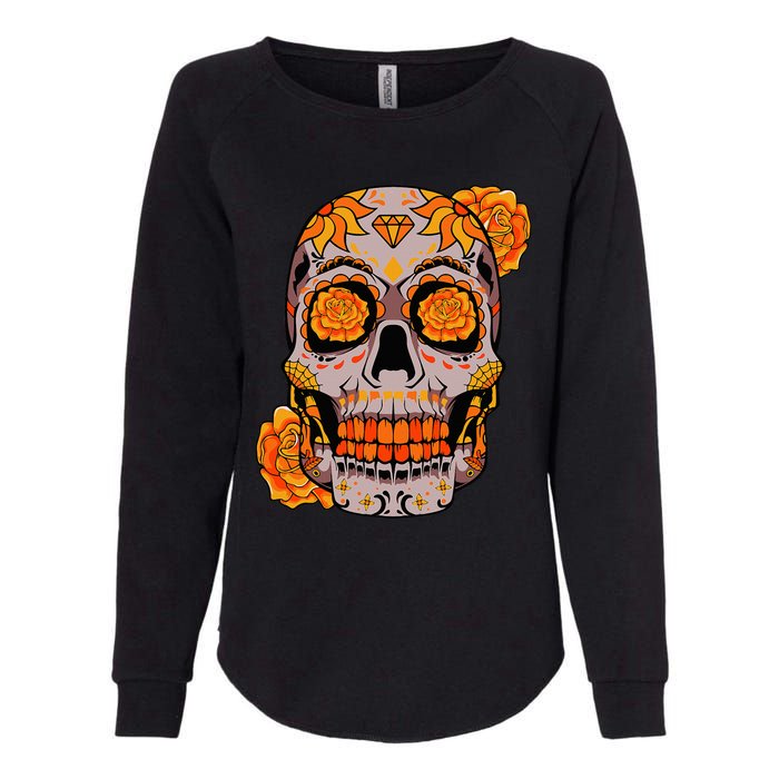 Sugar Skull Lazy Halloween Costume Cool Mexican Bones Womens California Wash Sweatshirt