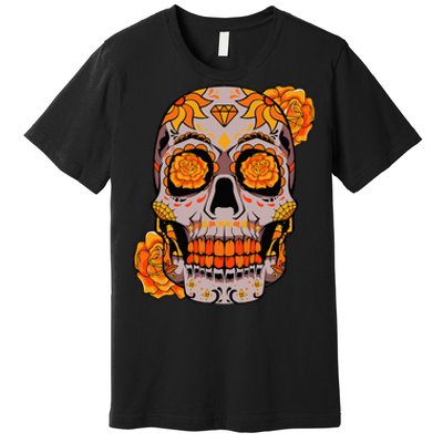 Sugar Skull Lazy Halloween Costume Cool Mexican Bones Premium T-Shirt