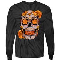 Sugar Skull Lazy Halloween Costume Cool Mexican Bones Tie-Dye Long Sleeve Shirt