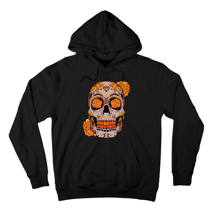 Sugar Skull Lazy Halloween Costume Cool Mexican Bones Tall Hoodie