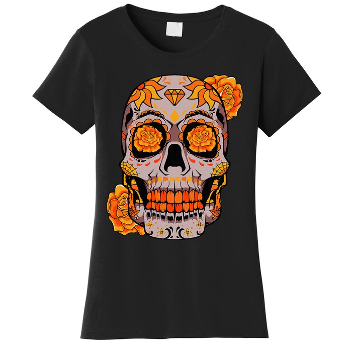 Sugar Skull Lazy Halloween Costume Cool Mexican Bones Women's T-Shirt