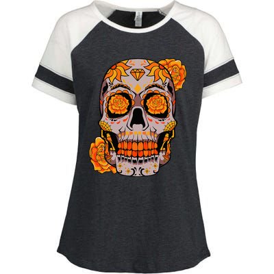 Sugar Skull Lazy Halloween Costume Cool Mexican Bones Enza Ladies Jersey Colorblock Tee