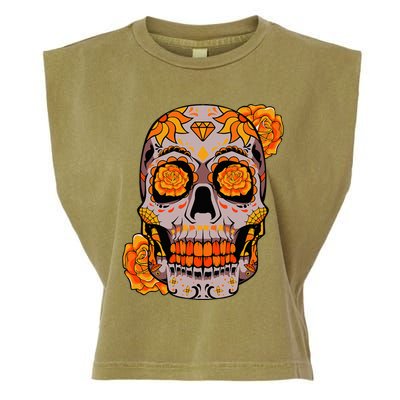 Sugar Skull Lazy Halloween Costume Cool Mexican Bones Garment-Dyed Women's Muscle Tee