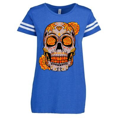 Sugar Skull Lazy Halloween Costume Cool Mexican Bones Enza Ladies Jersey Football T-Shirt