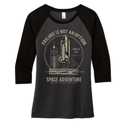 Space Shuttle Launch Galaxy Women's Tri-Blend 3/4-Sleeve Raglan Shirt