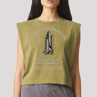 Space Shuttle Launch Galaxy Garment-Dyed Women's Muscle Tee