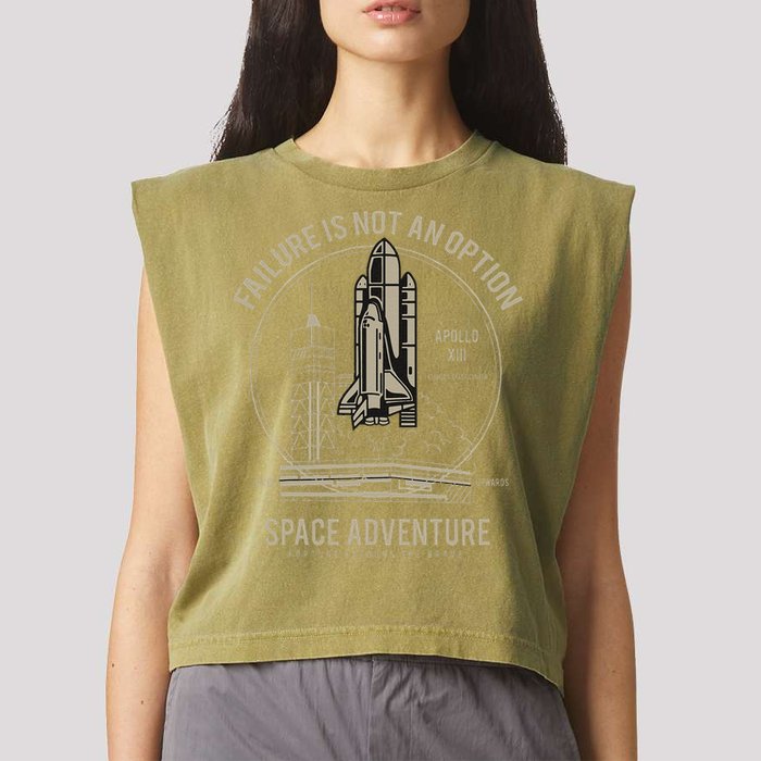 Space Shuttle Launch Galaxy Garment-Dyed Women's Muscle Tee