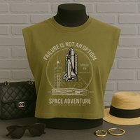 Space Shuttle Launch Galaxy Garment-Dyed Women's Muscle Tee