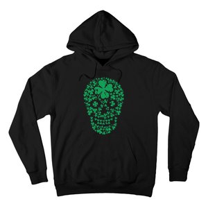 Shamrock Skull, Lucky Clover Leaf Irish Skull Hoodie