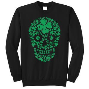 Shamrock Skull, Lucky Clover Leaf Irish Skull Sweatshirt