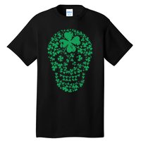 Shamrock Skull, Lucky Clover Leaf Irish Skull Tall T-Shirt