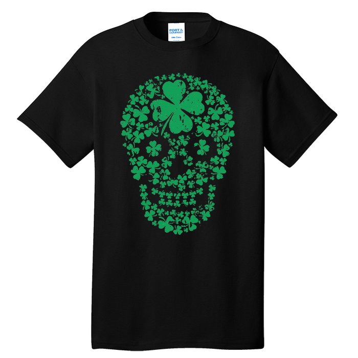 Shamrock Skull, Lucky Clover Leaf Irish Skull Tall T-Shirt